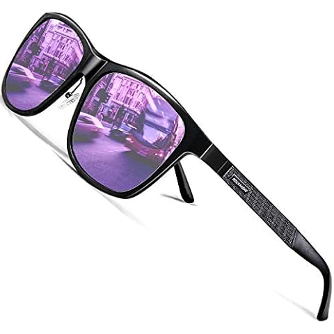 ROCKNIGHT UV400 HD Polarized Sunglasses for Men Women Purple Mirrored Oversized Square Sunglasses Big Head Beach Fishing Gifts Couple… Cover