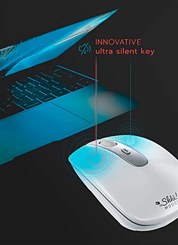 Shhhmouse Silent Wireless Mouse For Laptop – Small Cordless Computer Mice With Usb 2.4 Ghz – Quiet Click, Optical, 3 Dpi Levels, Compact Travel Mouse – Portable For Pc, Chromebook [White] #TOP3