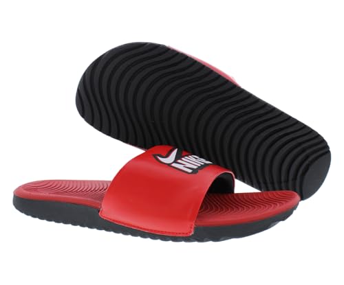Image of Nike Kawa Slide Fun PS Boys Shoes Size 4, Color: University Red /Cloud White /Black-Red
