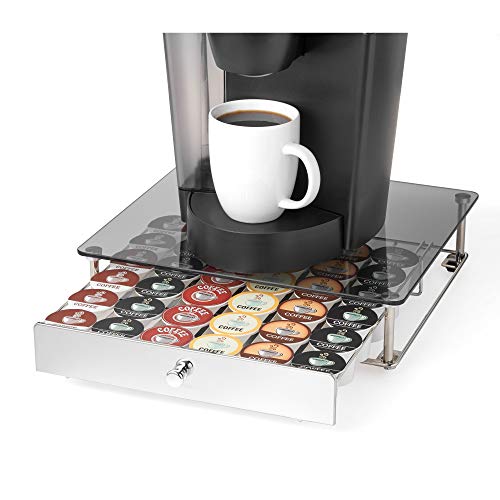 Nifty Solutions 6470 Nifty Rolling Coffee Pod Drawer - Glass Top & Chrome Finish, Compatible With K-Cups, 36 Pod Pack Holder thumb #7