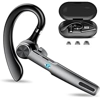 Bluetooth Headset Wireless Freisprech Telefon, 5.3 Bluetooth Headset Handy mit 60H Spielzeit, ENC Dual Mic Geräuschunterdrückung Ohrhörer, Earbuds mit Ladecase für Business/Büro/Autofahren, Schwarz