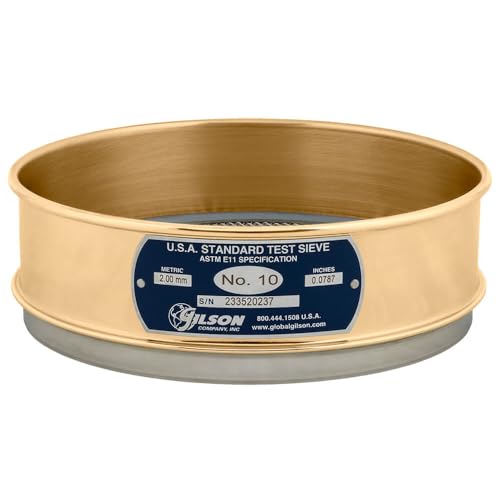 8in Sieve, Brass/Stainless, Full-Height, No.10