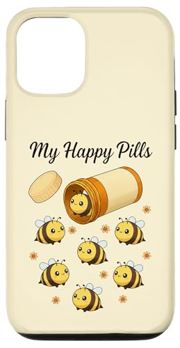 Funny Bee My Happy Pills D j̎q ̎q LbY X}zP[X iPhone 12/12 Pro p