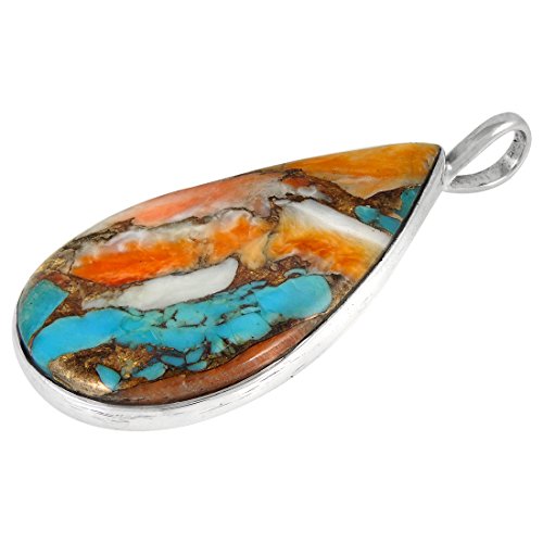 Spiny Turquoise Pendant Necklace in Sterling Silver 925 (Select Style)2