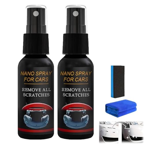 Nurafix Auto Spray Kratzer Entfernen, Kratzerentferner für Autolack, Hochwirksames Nano-Beschichtungsspray, Sofortiger Glanz & Schutz, Universell einsetzbar für Auto, Boot, Motorrad 2pc