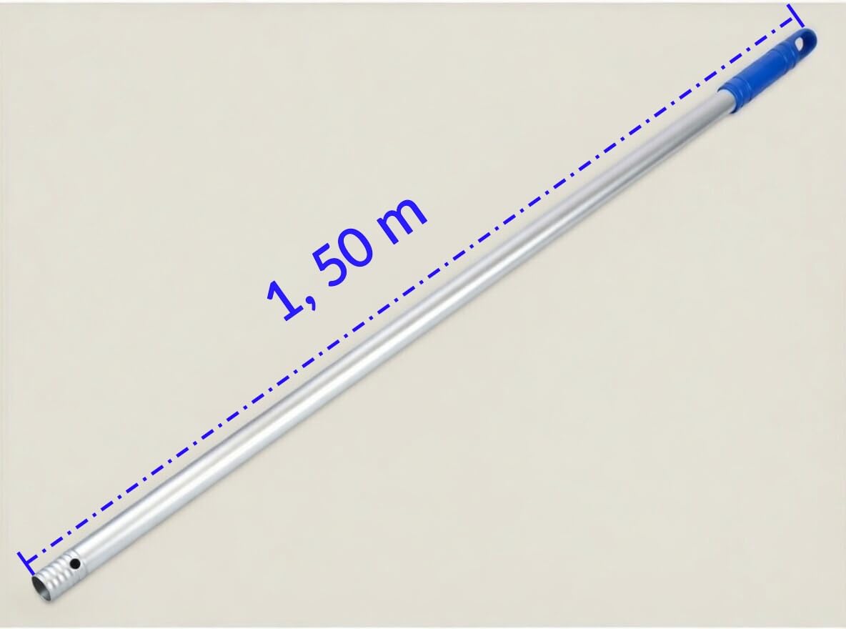 Sanjoma Palo de escoba o fregona, de Aluminio Anodizado 1,50 m Espesor 1 mm Mango Azul con Agujero (1) — view 2