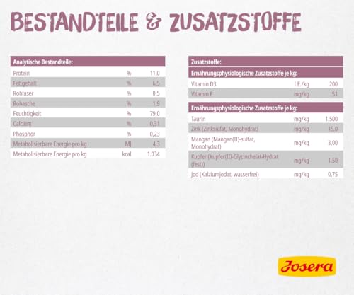 JOSERA Nassfutter Kitten Chicken (12 x 85 g) | Kitten | Premium Katzenfutter nass für wachsende Katzen | Huhn & Kürbis | mit Lachsöl | getreidefrei | Anti-Haarballen | Alleinfutter | 12er Pack