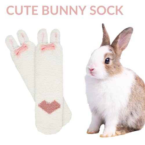 Image of Violet Mist Women Funny Fuzzy Bunny Socks Cute Rabbit Fluffy Non-slip Grip Socks Warm Slipper Sock Easter Gifts Girls