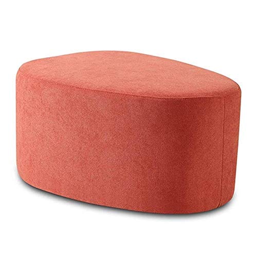 Taburete de sofá minimalista bajo, asiento de tela naranja para cambio de zapatos