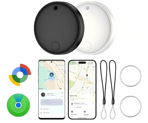 Dual System Smart Anti-Loss Device, 2-Pack, for iOS and Android, Smart Bluetooth Tracker and Item Locator for Keys, Backpacks, Luggage, Wallets, Features dustproof and Waterproof Design.