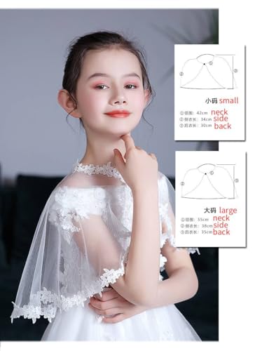 Image of Girls Lace Flower Girl Bolero Shrugs Shawl Wrap Kids Spring Summer Party Dress Cover Up