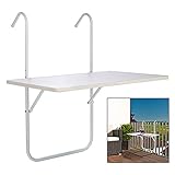 Mojawo - Mesa plegable para camping, mesa colgante para balcón, 60 x 40 cm, color blanco