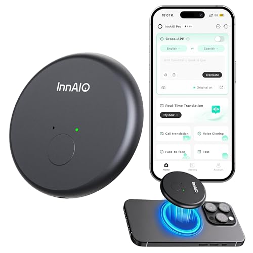 AI Language Translator Device with Voice Cloning, GPT-Powered Real-Time Translation, 140+ Languages, Meeting Minutes and Photo Translation, Ultra-Fast Accuracy for Business/Travel - Black