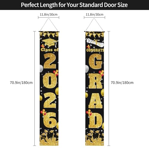 Image of Graduation Decorations 2026 Grad Porch Banner for Any Schools or Grades Graduation Banner Class of 2026 Party Decor
