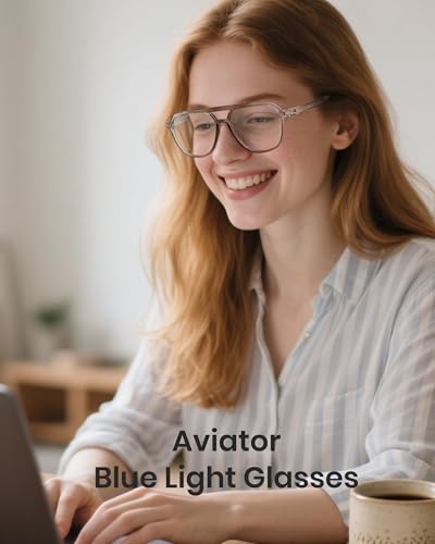 Image of Cyxus Aviator Blue Light Glasses for Women Men Reduce Eye Strain 8196 | Eye Protection,UV Protection,Retro Pilot Frame,Ideal for Office Work Daily Wear