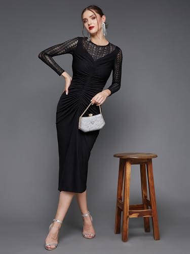Image of Miss Chase Women's Sleeveless Collared Bodycon Above-Knee Polyester Dress