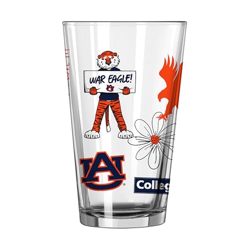 Image of Logo Brands NCAA 16 oz Pint Glass - Durable Glass With Bold Team Color- Chip-Resistant Rim Drinkware For Fans, Tailgates, Home Bars & Everyday Use