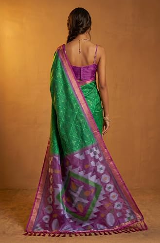 Threadbox sea green sea green silk saree – image 4