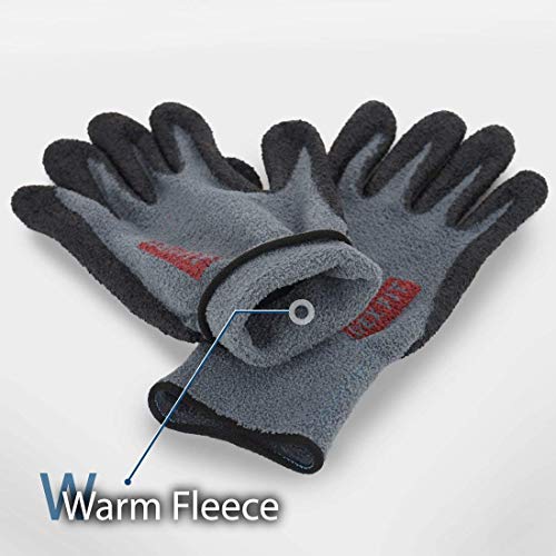 Dex Fit Nr450 Warm Fleece Work Gloves, Comfortable And Stretchy Fit, Firm Grip, Thin & Lightweight, Durable Water-Based Nitrile Rubber Coated, Machine Washable; Grey 10 (Xl) 3 Pairs #TOP4