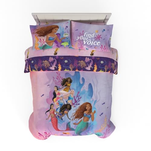 Image of Disney Princess Ariel The Little Mermaid Live Action Movie Ariel Kids Bedding Super Soft Microfiber Comforter and Sheet Set, Full, (Officially Licensed Product) By Franco