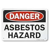 SmartSign 7 x 10 inch “Danger - Asbestos Hazard” OSHA Metal Sign, 40 mil Laminated Rustproof Aluminum, Red, Black and White