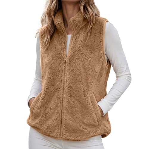 MaMiDay Sherpa Fleece Vest Women Zip-Up Sleeveless Winter Jacket Coat - image 1