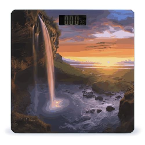 Báscula digital de baño con pantalla LED y plataforma de vidrio templado