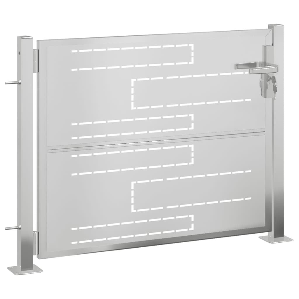 vidaXL Puerta de Jardín, Puerta de Seguridad con Cerradura, Puerta de Entrada, Puerta de Valla para Jardín Patio, Acero Inoxidable