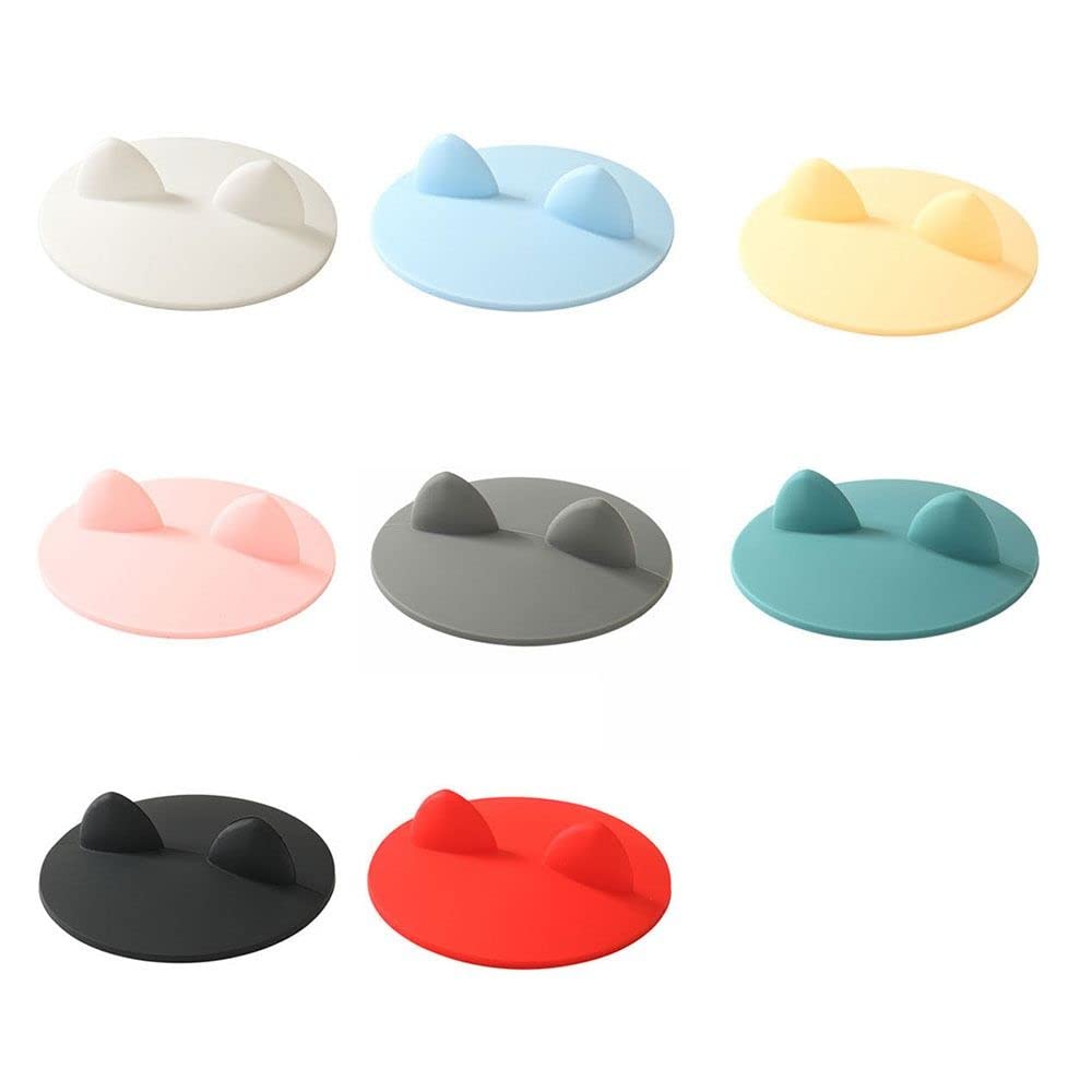 Cat Ear Silicone Cup Lid Cute Suction Mug Cover Reusable Food Grade Rubber Coffee Mug Lid Cap Drink Glass Cup 8 PCS