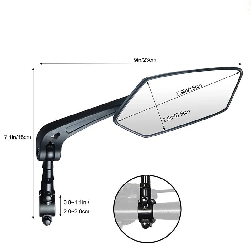 retroviseur guidon Rétroviseur De Recul Pour Vélo Électrique, Miroir Plat, Réflecteur Réglable À 360 Degrés, Accessoires Cyclisme(A pair black)