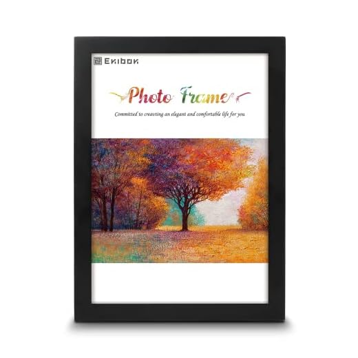 Enibon Marcos de Fotos, A4, Marcos Fotos Pared para Decoración de Casa, Marco Fotos de Madera con Soporte de Mesa, con Plexiglás 1.5 mm, Trasera Antihumedad, Ancho de Bastidor 2 cm. 1Pack, Negro