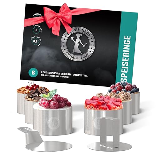 Ess-Nische® Dessertringe 8cm Burgerringe - Ideales Grill-Zubehör als Burger Presse beim BBQ oder als Törtchenform für eine Mini Kuchenform rund - verwendbar auch als Brötchen Backform