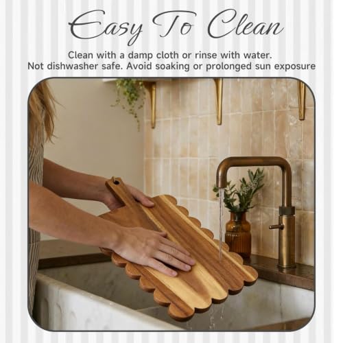Set de 2 tablas de cortar de madera con mango miniatura 6