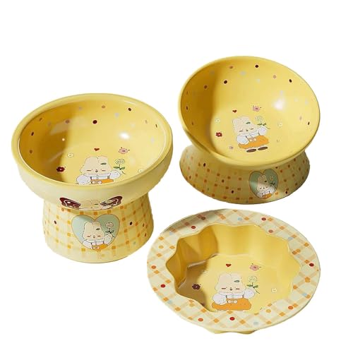 CHEWJOY Adorable Ensemble de 3 gamelles en céramique pour Chats Birman, Comprenant Une gamelle d'eau, Une gamelle inclinée et Un Bol Peu Profond. D