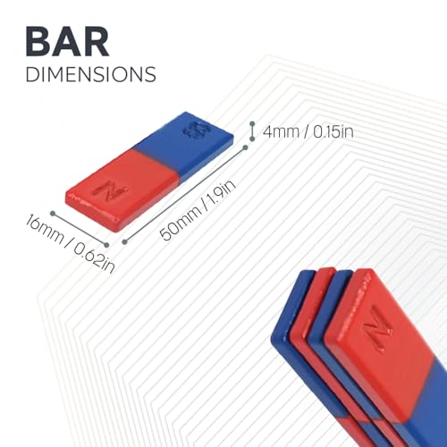 First4magnets™ FB160450-5 16 x 4 x 50 mm Lange Ferrit Stabmagnet mit Nordsüd & identifiziert (4er Pack), Metall, Silver, 25 x 10 x 3 cm, 4-Einheiten