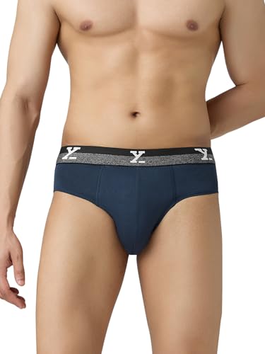 Image of XYXX Men's Aero 100% Super Combed Cotton Regular Fit Solid Anti Bacterial Briefs with No Marks Waistband (Pack of 3)