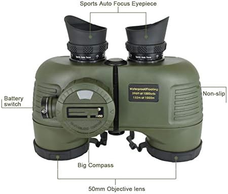 Miniatura 2 de LMMDDP Prismáticos 7X50 Marine Brújula Ocular Telémetro Auto Profesional Telescopio Impermeable Nitrógeno Alto