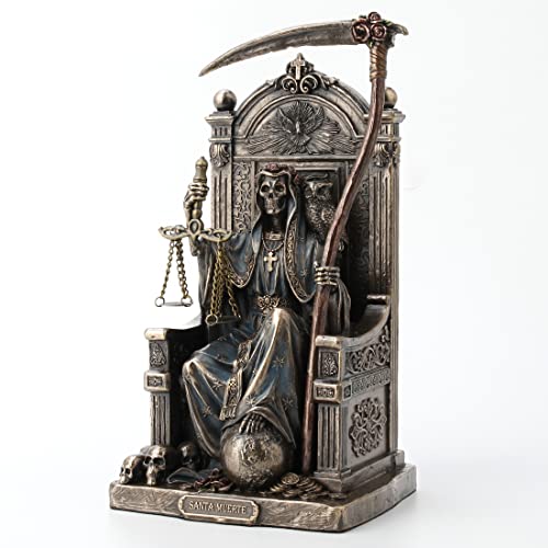 Veronese Design Sculpture en résine imitation faucheuse et échelle de Père Noël assis Finition bronze antique 21,5 cm Cover