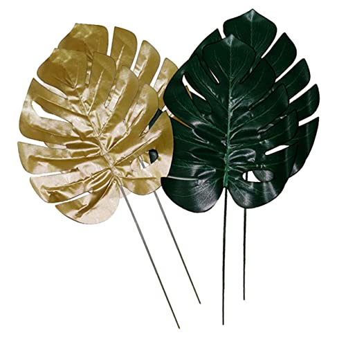 PRETYZOOM Lifelike Artificial Leaves Ornament Helium Tank for Balloons Fake Leaves Decor 4pcs Faux Palm Balloon Arch Tropical Style Ideal for Hawaiian Decor