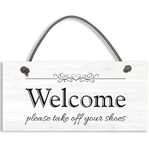 Welcome Sign Please Take Off Your Shoes Hanging Plaque House Warming Porch Decor #1296 Cover