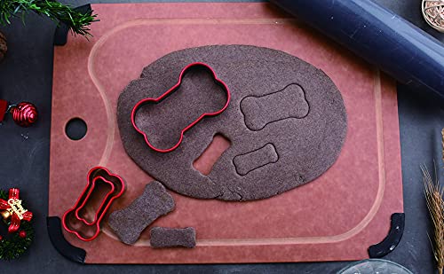 Fasaka Bone Cookie Cutters Set For Dog Treats, 3 Piece Dog Bone Biscuit Cutters Set With Red Environmental Pvc For Baking #TOP6