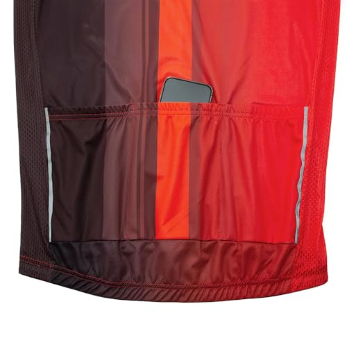 Camisa de ciclismo masculina de manga curta com 3 bolsos traseiros + bolso com zíper, respirável, se