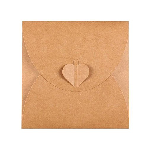 De octubre de elfo 100u00a0unidades CD sobres diseño Retro LOVE papel Kraft Papper CD mangas para viaje hogar almacenamiento 5u00a0por 5u00a0pulgadas, color caqui
