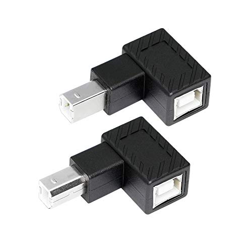 RIIEYOCA 90 Degree USB B Printer Adapter, Up Angle & Down Angle USB Type B 2.0 Male to Female Extension Connector for Printer, Scanner, Fax Machine(2-Pack) UD