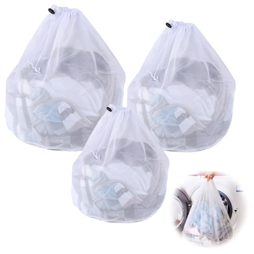 Bolsa Lavadora Ropa, 3 Piezas Bolsa Lavadora, Bolsa Malla Lavanderia Red Lavadora Ropa Interior, Bolsa Calcetines Lavadora con Cordón para Lencería Camisas Calcetines Falda