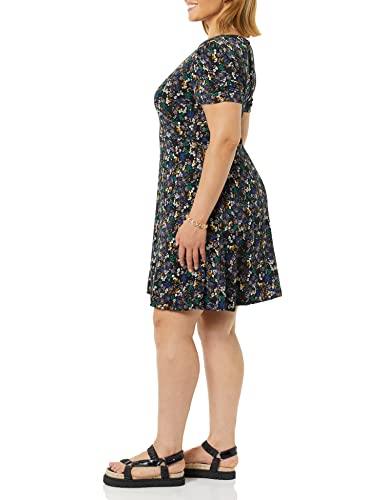 Image of Amazon Essentials Women's Gathered Short Sleeve Crew Neck A-line Dress (Available in Plus Size)