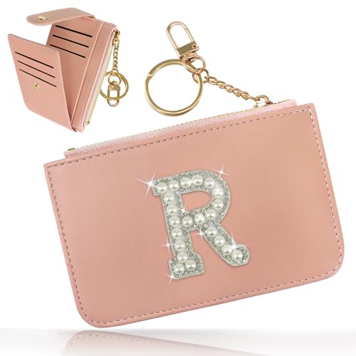 Aganmi Slim Minimalist Wallet for Women PU Leather Bifold RFID Blocking Credit Card Holder for Coin Pocket Travel Female Bridesmaid Best Friends with Keychain&Zipper&ID Window(R)