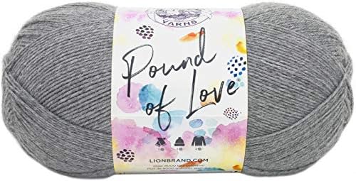 Lion Brand Yarn Pound of Love, Value Yarn, Large Yarn for Knitting and Crocheting, Craft Yarn, Oxford Grey