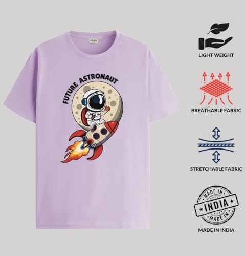 Image of ADRO T Shirts for Boys & Girls | Astronaut Printed T-Shirt | Ages 3-14 | 100% Cotton Round Neck Tshirt for Boys