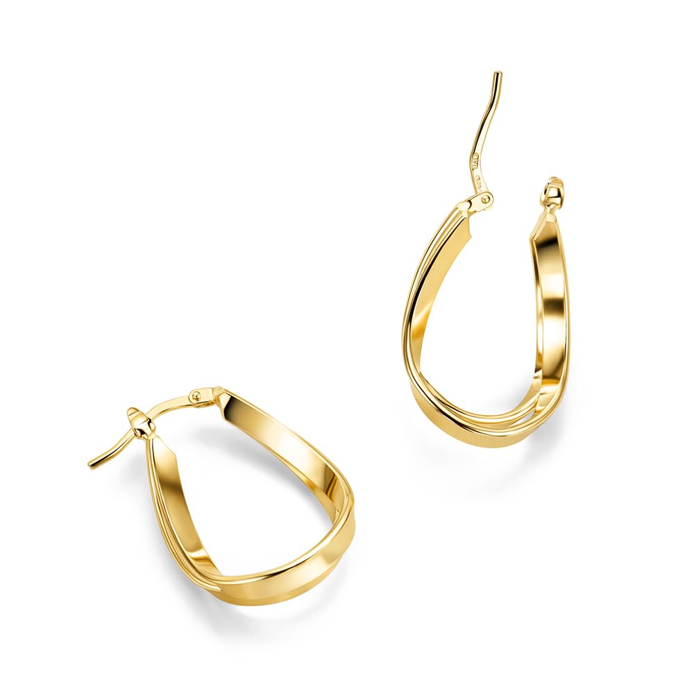 MIORE Schmuck Handgefertigt in Italien, Silber 925 Creolen Tropfen 20 mm Durchmesser, Vergoldet 18K Gold, Creolen, Ohrringe Damen, Ohrschmuck